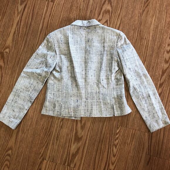Clare Joseph Vintage Blue White Matka Silk Blazer Jacket Womens 6 - Picture 6 of 12